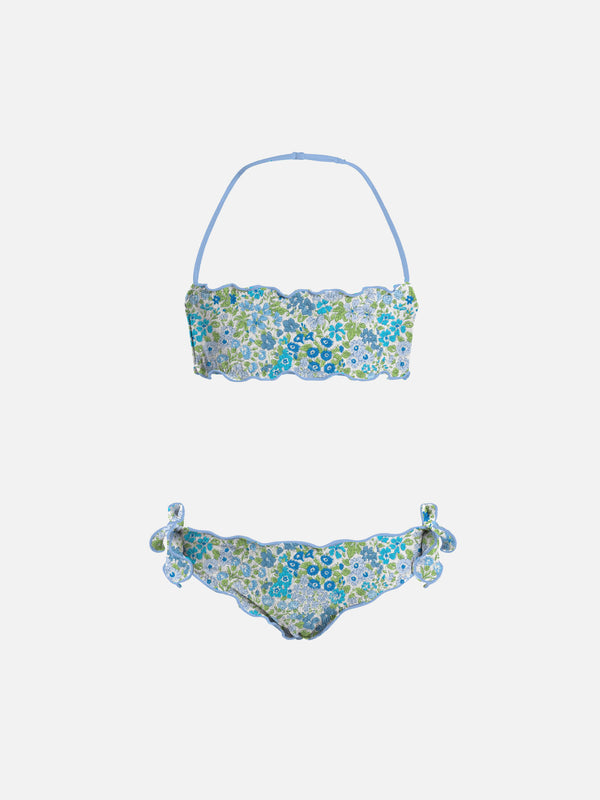 Bikini classico a fascia con stampa Joanna Luise da bambina Emy | REALIZZATO CON TESSUTO LIBERTY