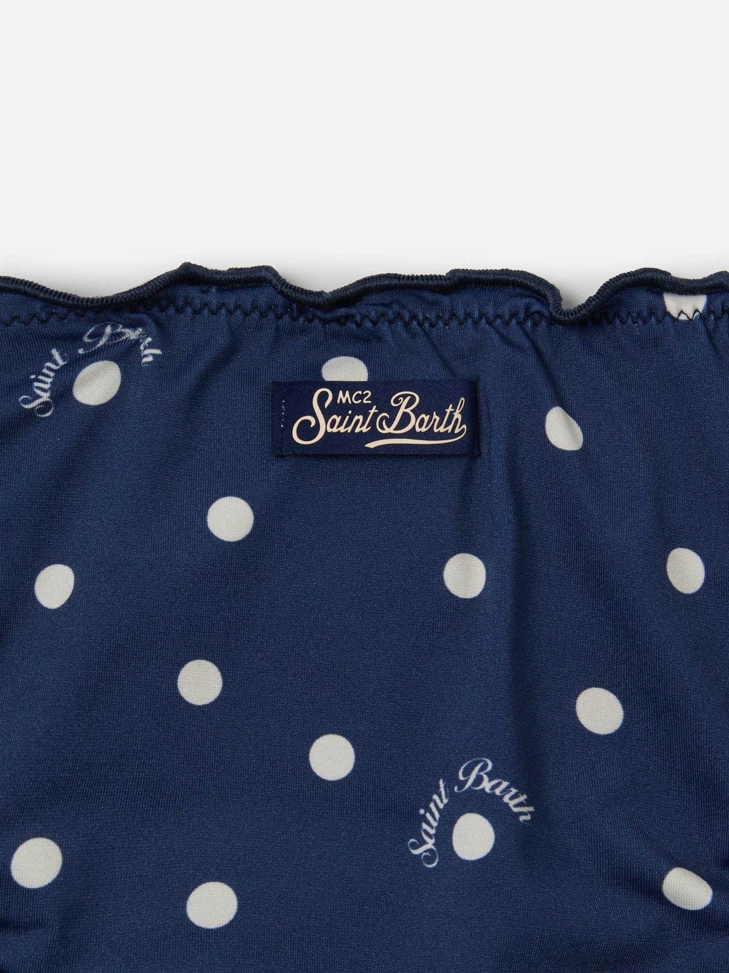 Bikini Emy navy a pois con bordi arricciati