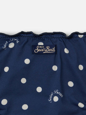 Bikini Emy navy a pois con bordi arricciati