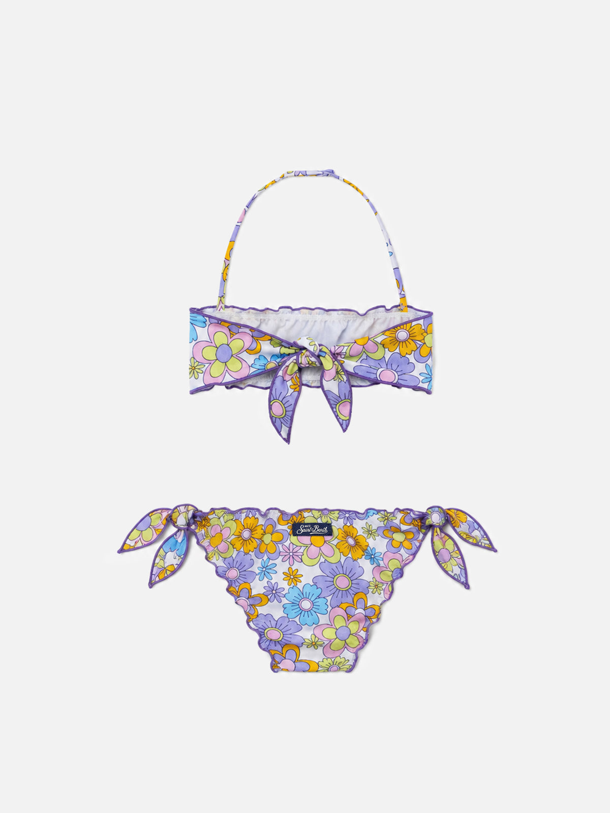White Emy bandeau bikini with flower print