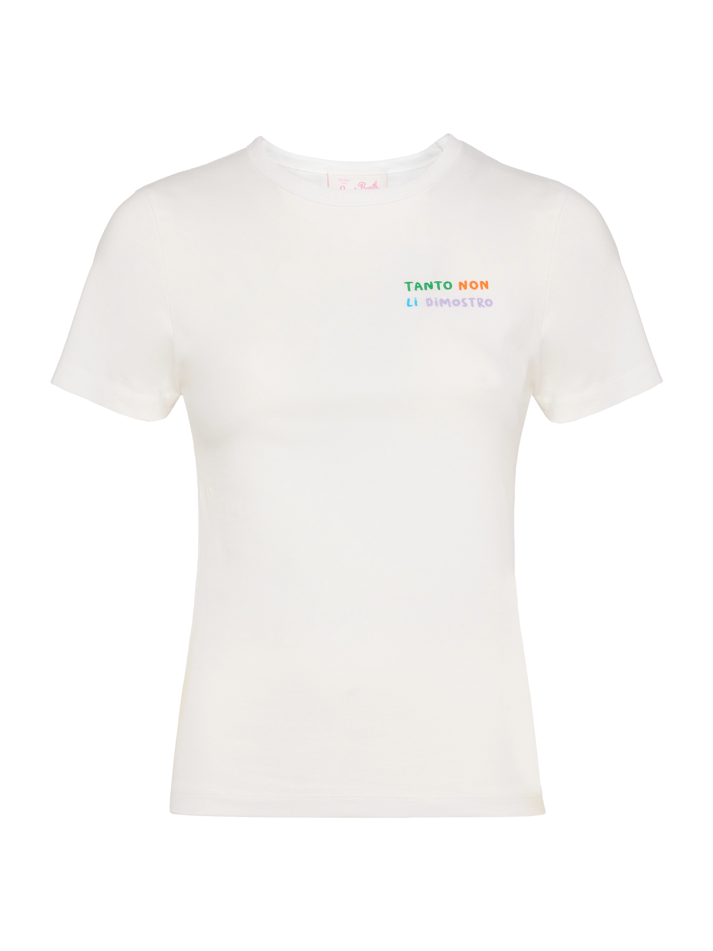 Emilie-Baumwoll-T-Shirt mit „Tanto non li dimostro“-Stickerei