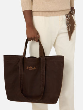 Sac tote Essential marron ciré avec broderie du logo 