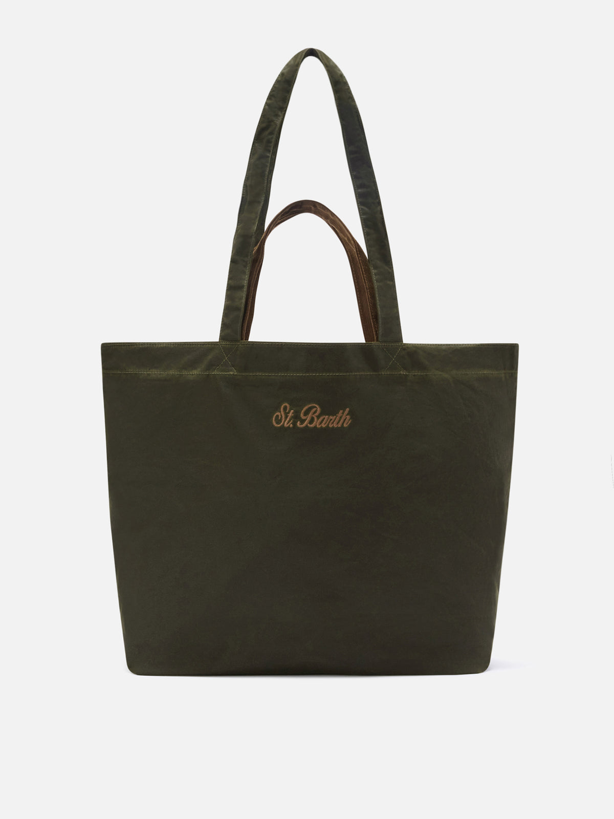 Sac Essential en tote ciré vert militaire avec logo brodé 
