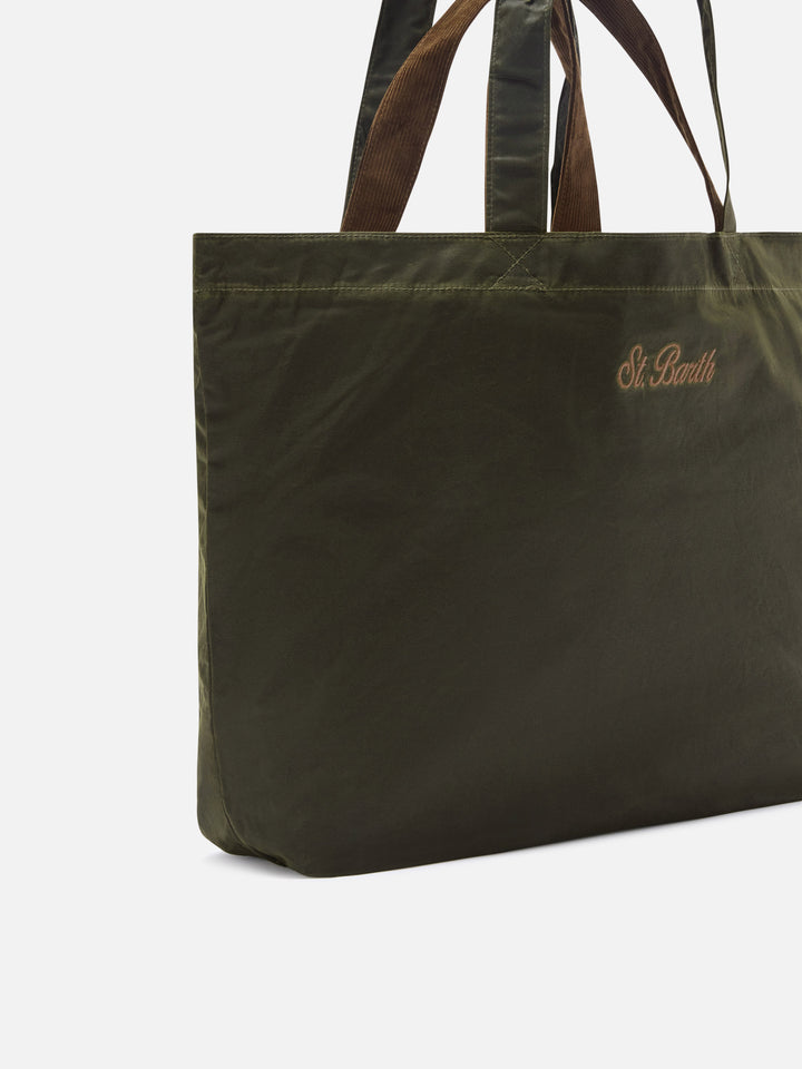 Essential gewachste tote-Tasche in Military Green mit Logostickerei 