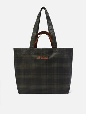 Sac tote essentiel ciré à motif tartan 