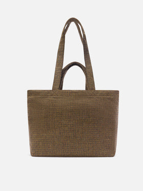 Beige Essential Wollmischungs-tote-Tasche mit Hahnentrittmuster 