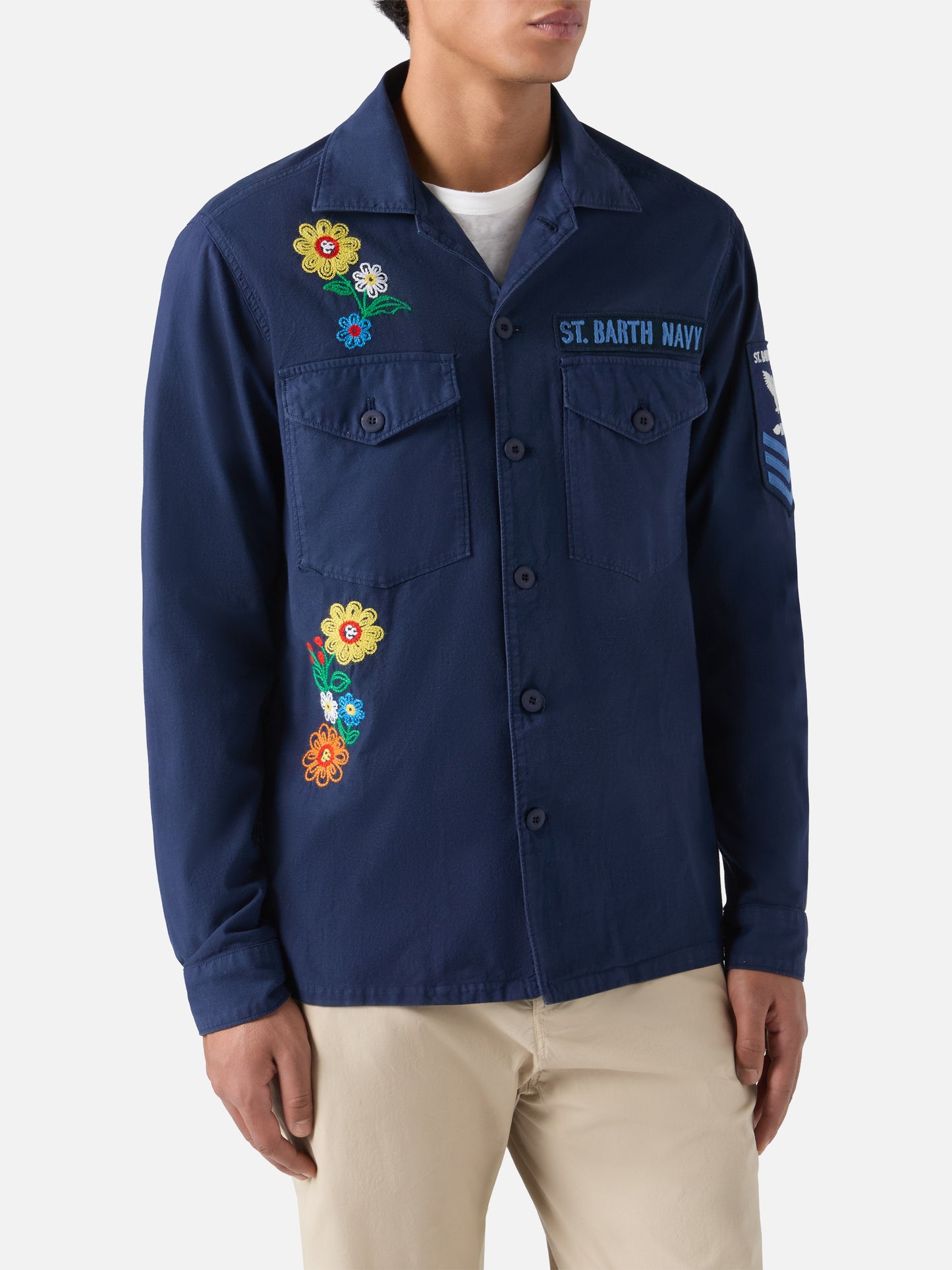 Esteban besticktes Overshirt in Marineblau