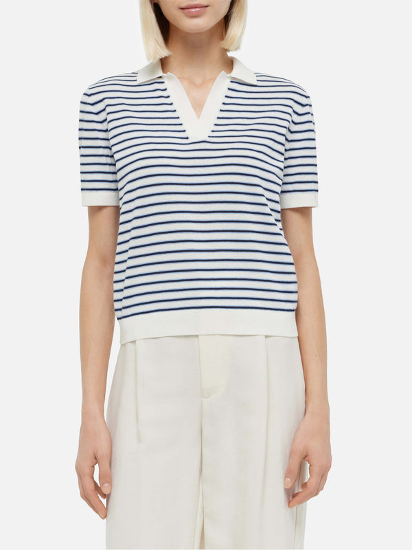 Blue striped knitted polo Evonne