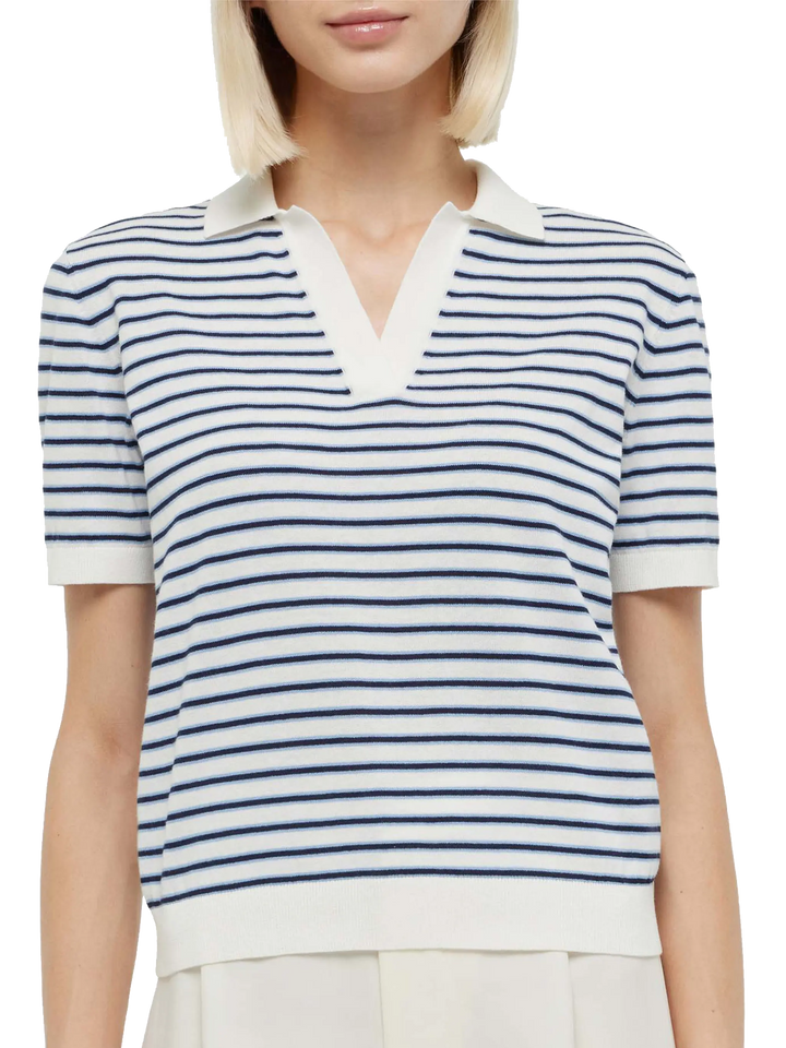 Blue striped knitted polo Evonne