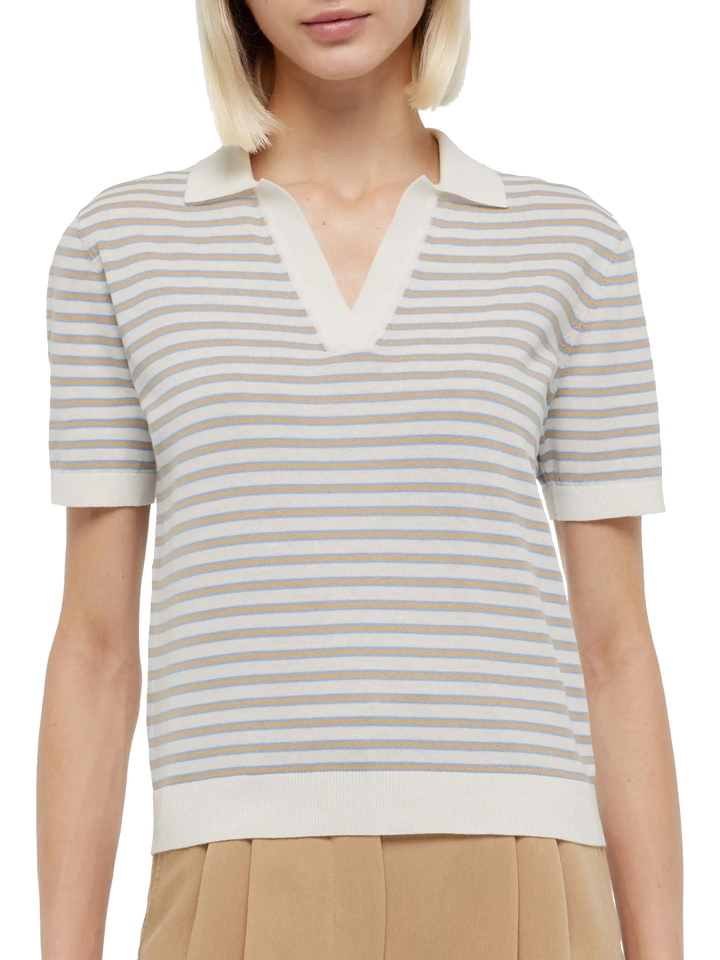 Beige striped knitted polo Evonne