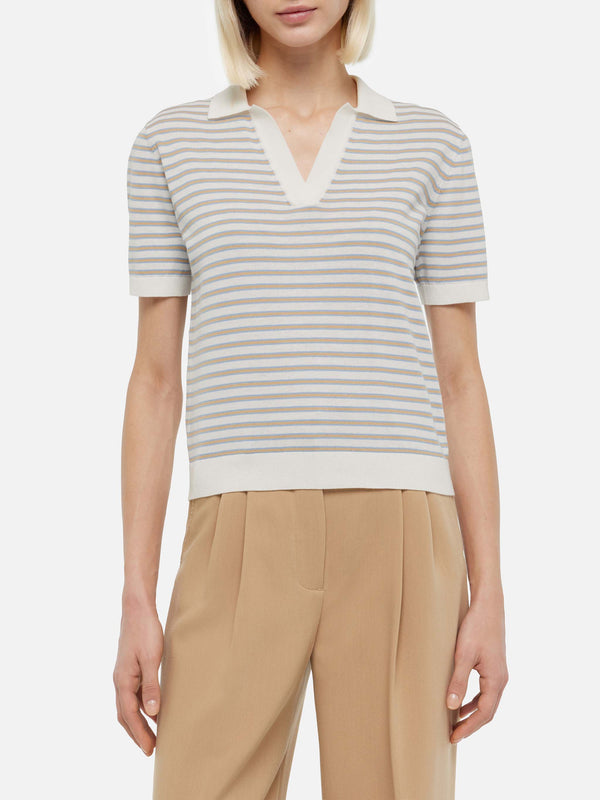 Beige striped knitted polo Evonne