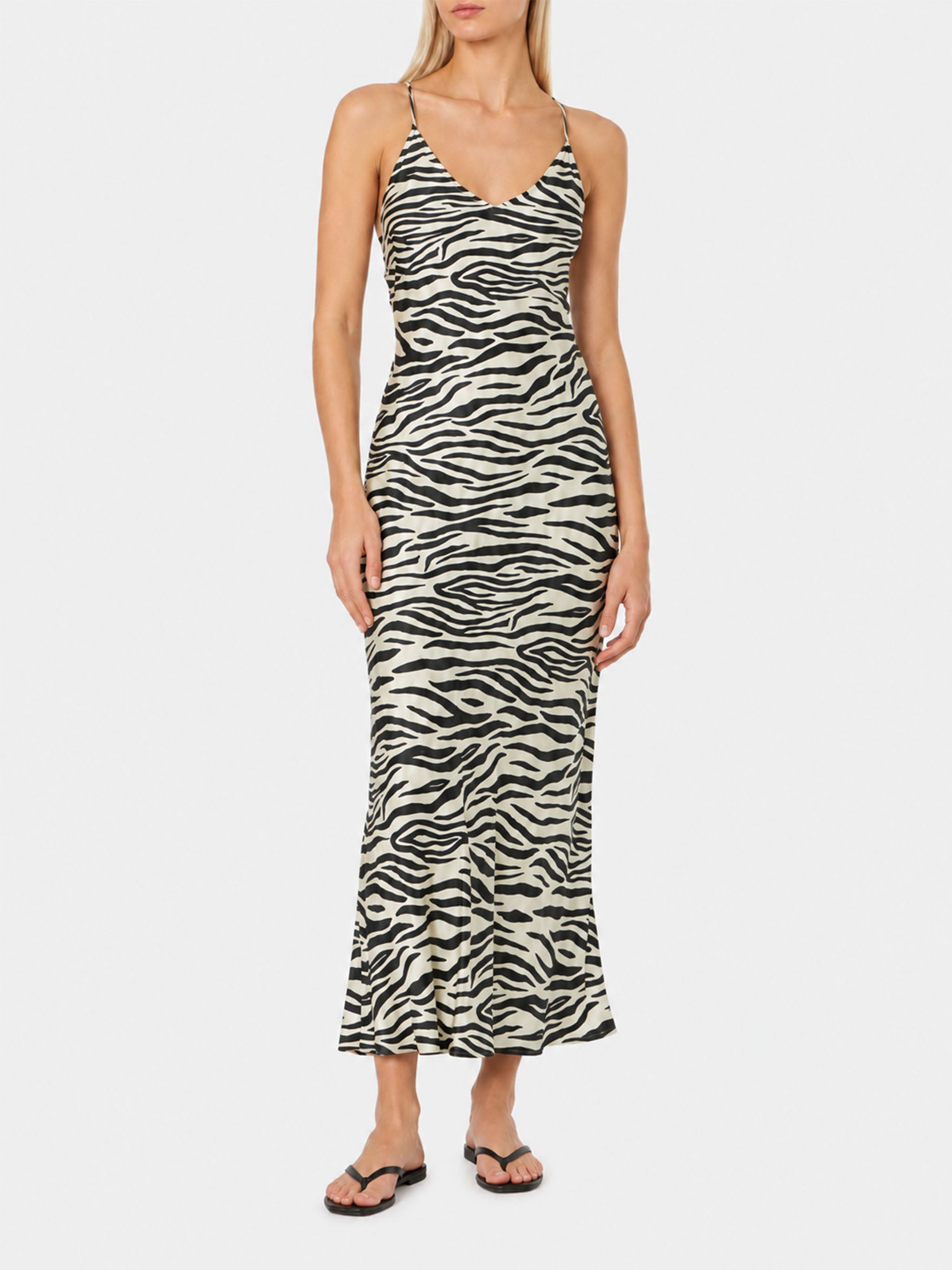 Eydis long satin dress with zebra print – MC2 Saint Barth
