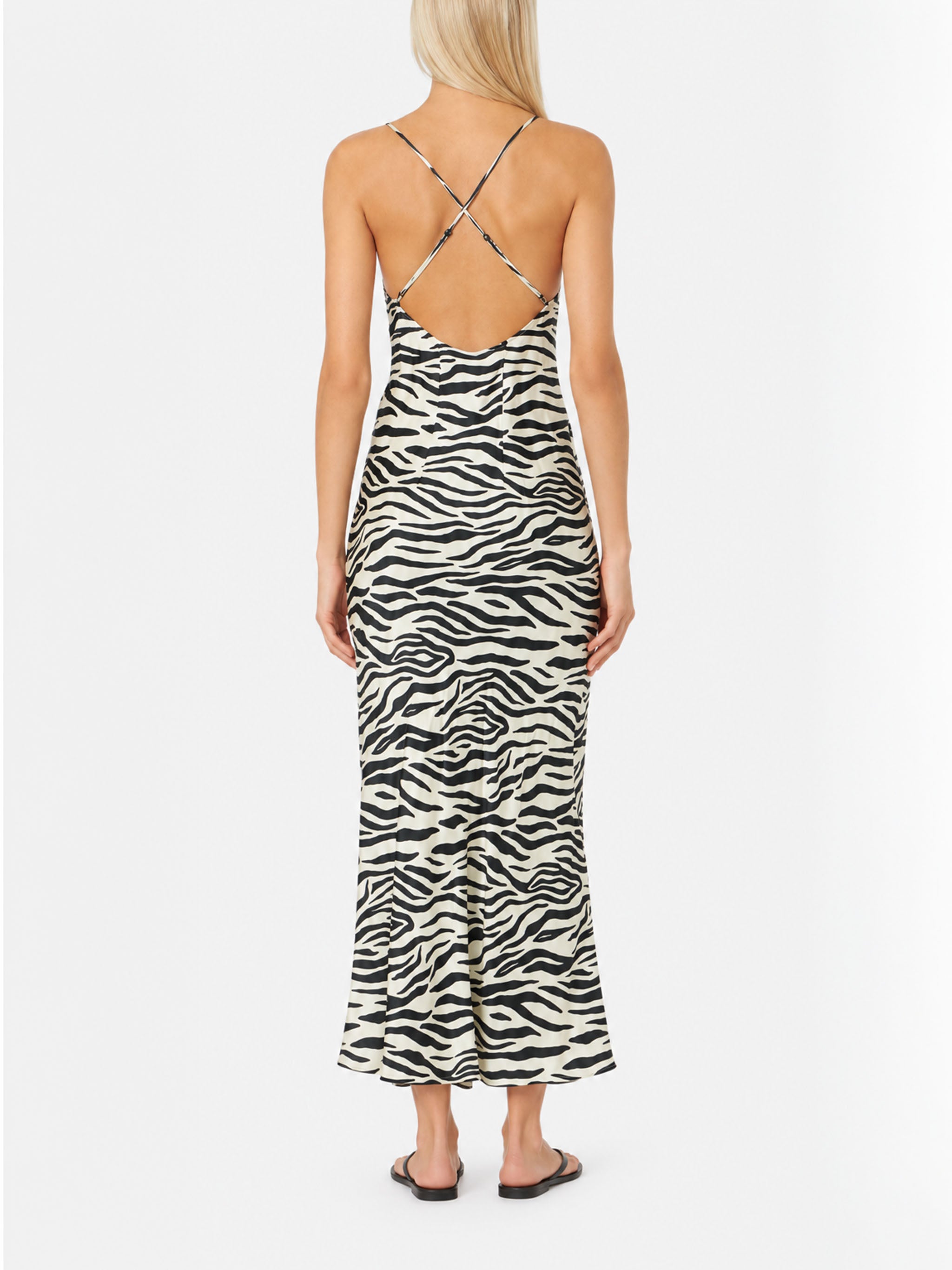 Eydis long satin dress with zebra print – MC2 Saint Barth