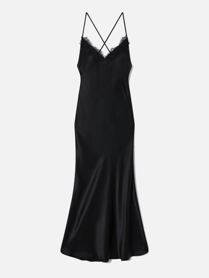 Eydis satin slip dress in black