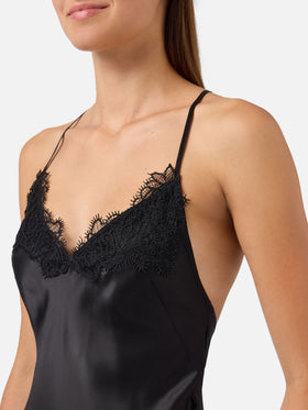 Vestido lencero de satén Eydis en negro 