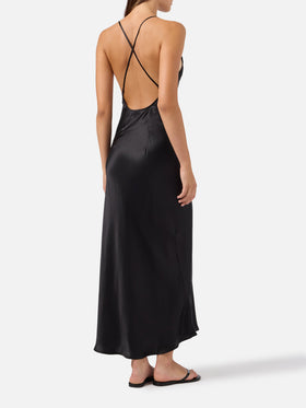 Vestido lencero de satén Eydis en negro 
