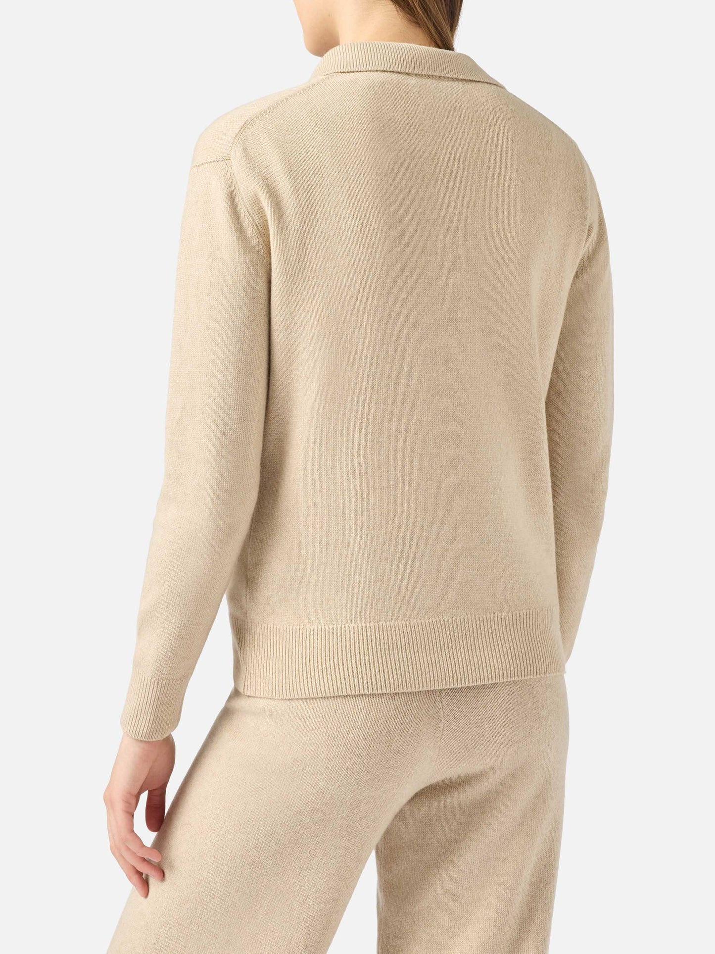 Maglione da donna beige Eze con collo polo
