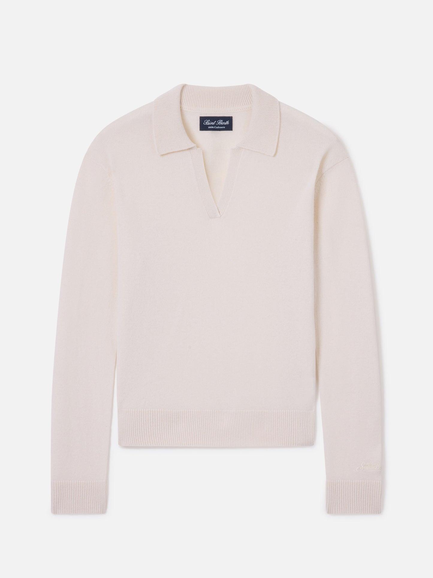 Polo de punto de cashmere Eze en blanco roto 