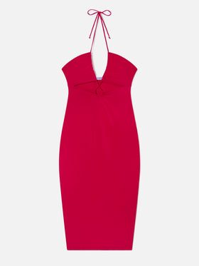 Fuchsiafarbenes Longuette-Kleid mit Cut-outs Farah