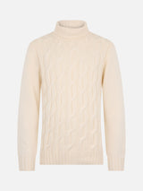 Maglione da uomo in misto cashmere a trecce Fisherman