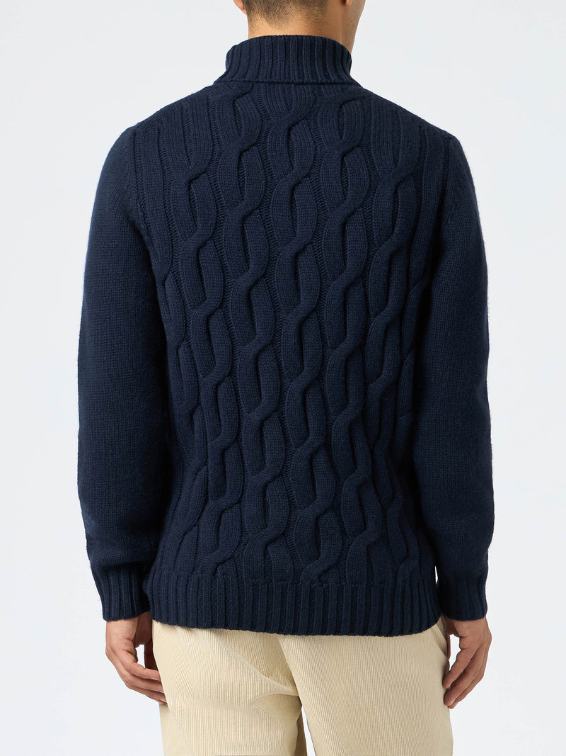 Man cable knit blend cashmere sweater Fisherman