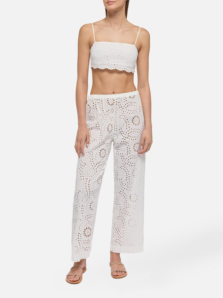 Florida white cotton Sangallo lace top