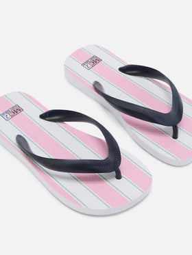 Infradito Flip slip-on in gomma con stampa a righe rosa e bianche