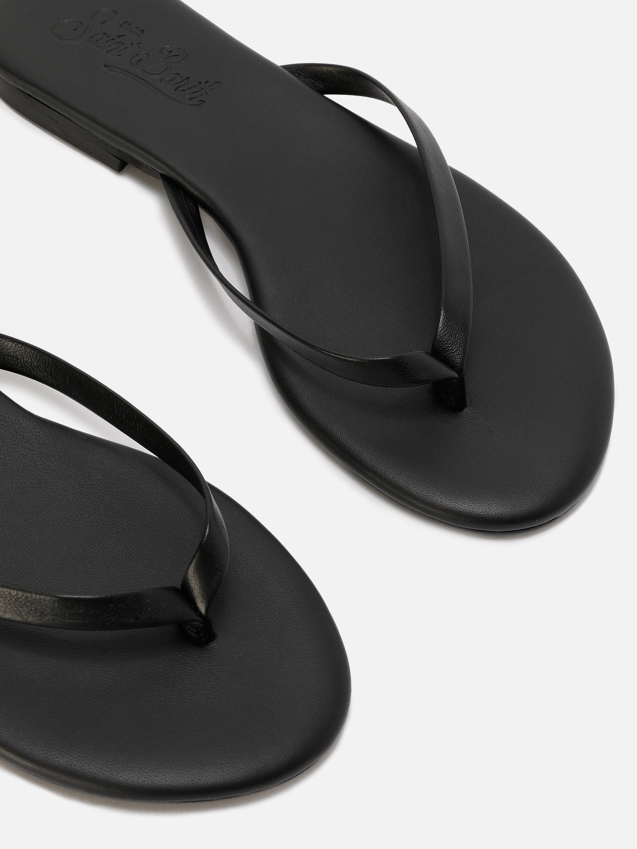 Essentials real leather flip flops in black – MC2 Saint Barth