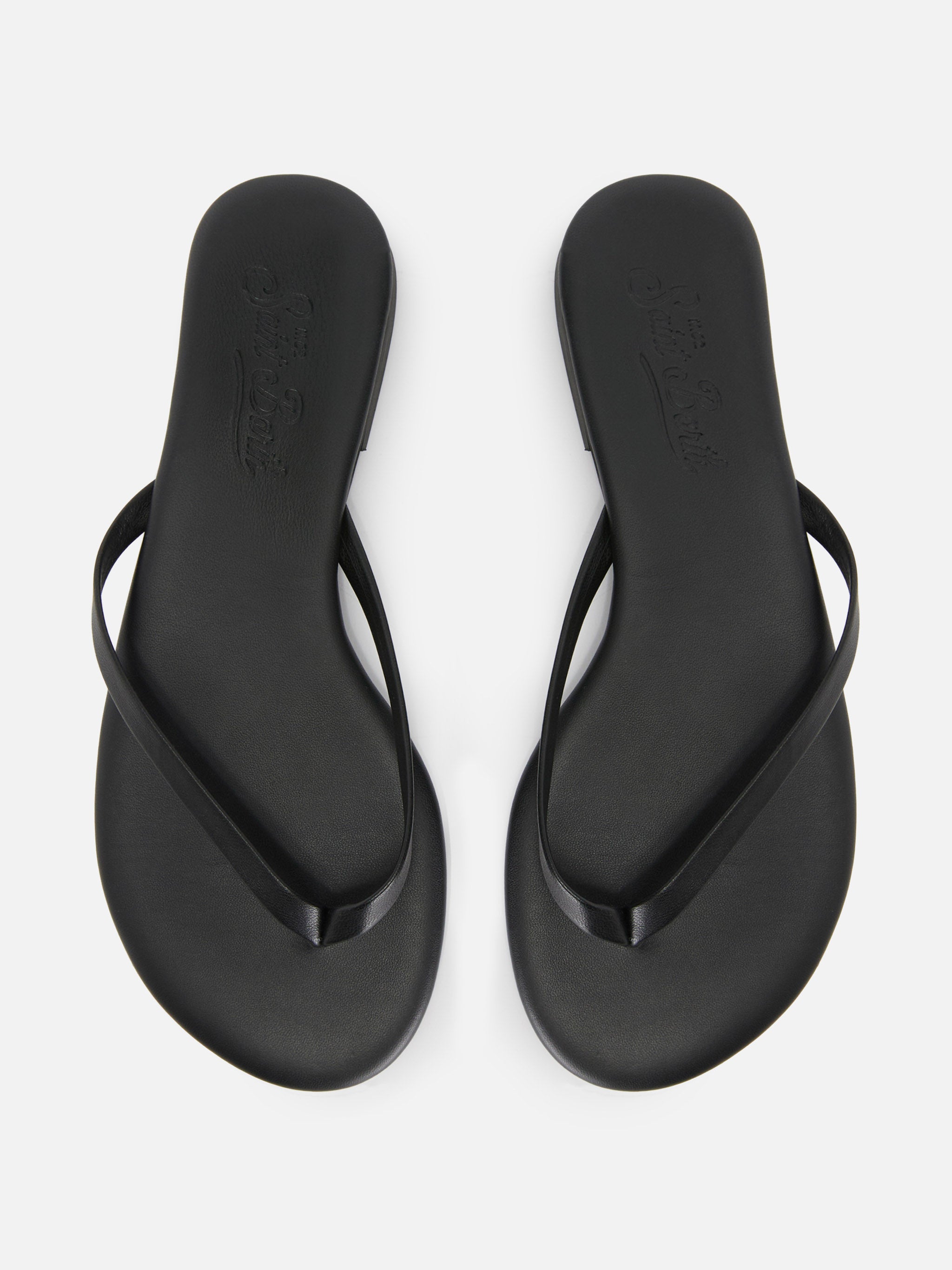 Essentials real leather flip flops in black – MC2 Saint Barth
