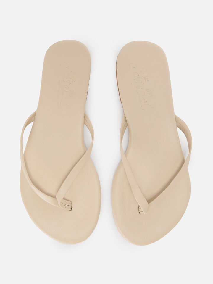 Essentials real leather flip flops in powder pink