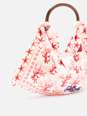 Borsa Foulard con struttura morbida e fantasia coralli