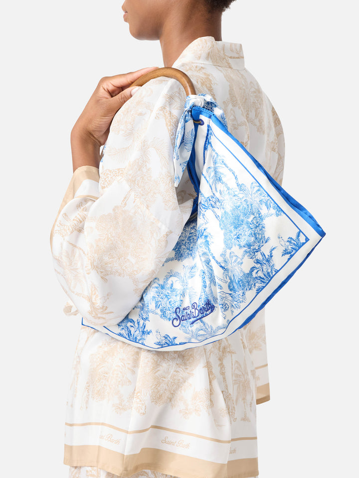 Foulard-Tasche mit weicher Struktur und Toile-de-Jouy-Muster 
