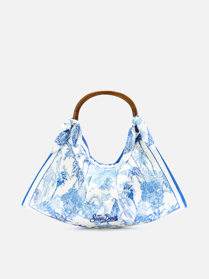 Foulard-Tasche mit weicher Struktur und Toile-de-Jouy-Muster 