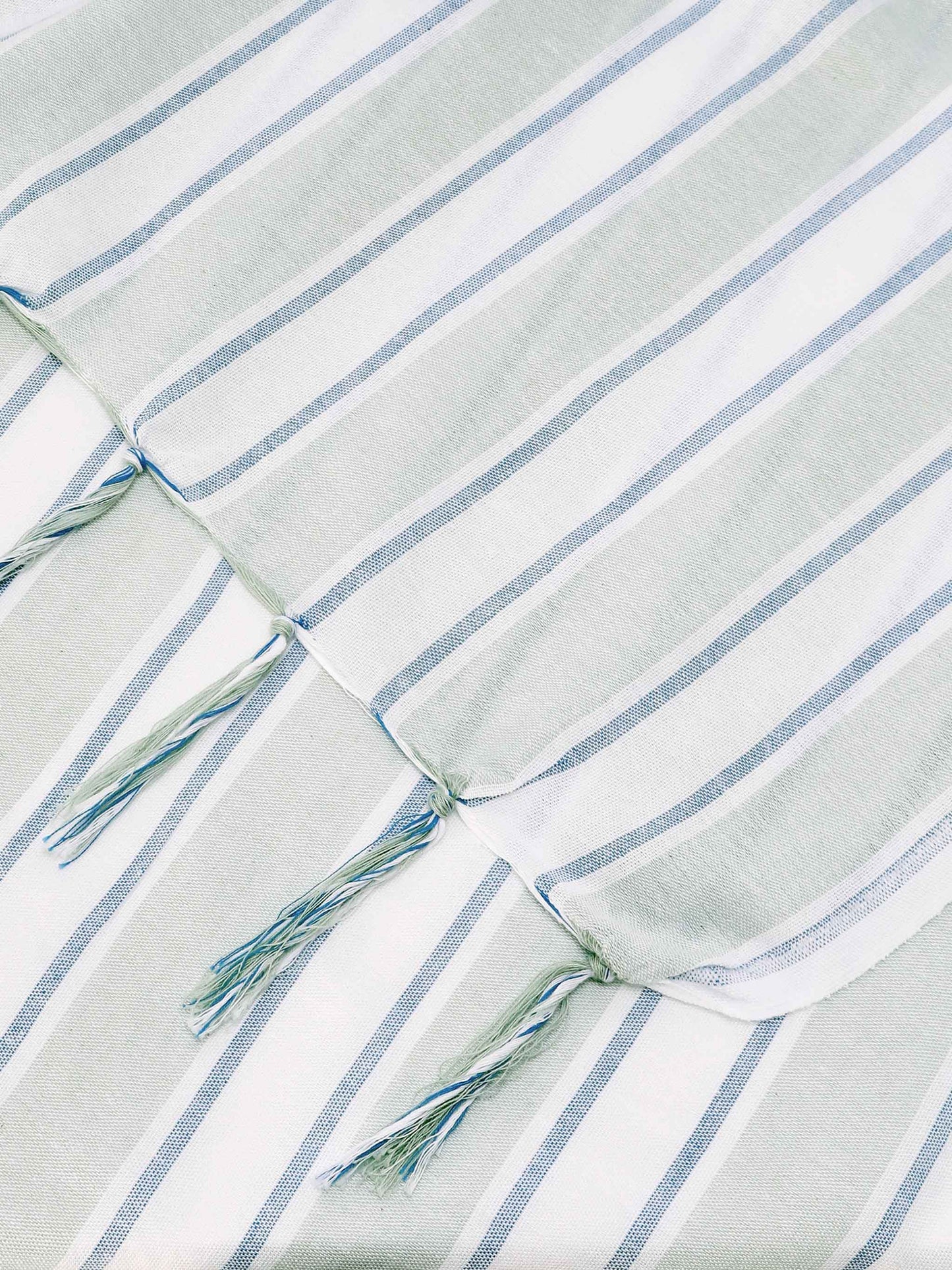 Foutas Lightbeach towel with aqua green and white stripes and embroidered logo