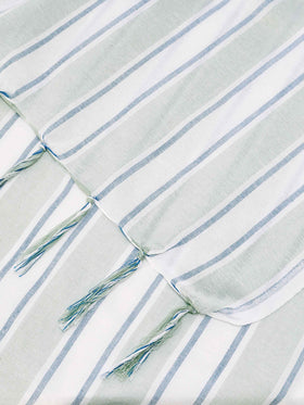 Foutas Lightbeach towel with aqua green and white stripes and embroidered logo