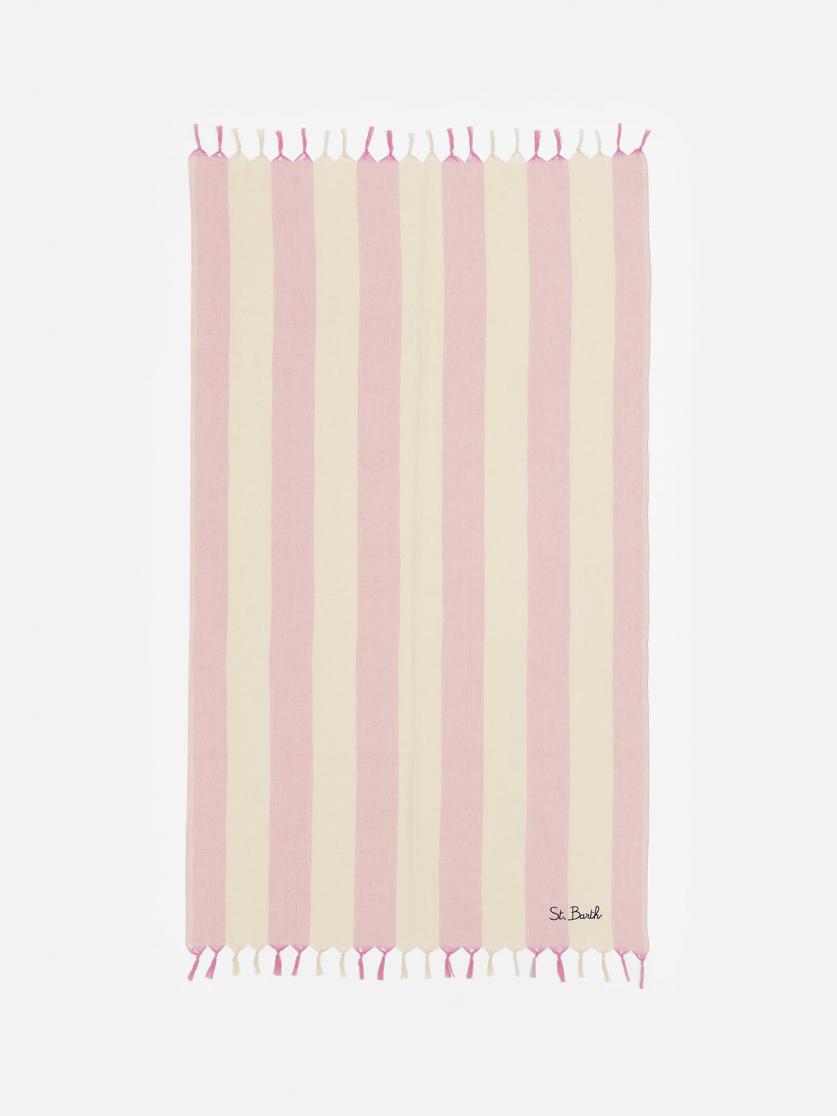 Light cotton beach towel Fouta with pink striped print
