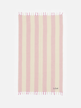 Light cotton beach towel Fouta with pink striped print