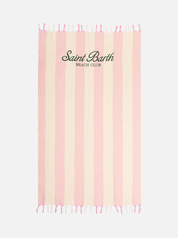 Light cotton Fouta beach towel with pink striped print