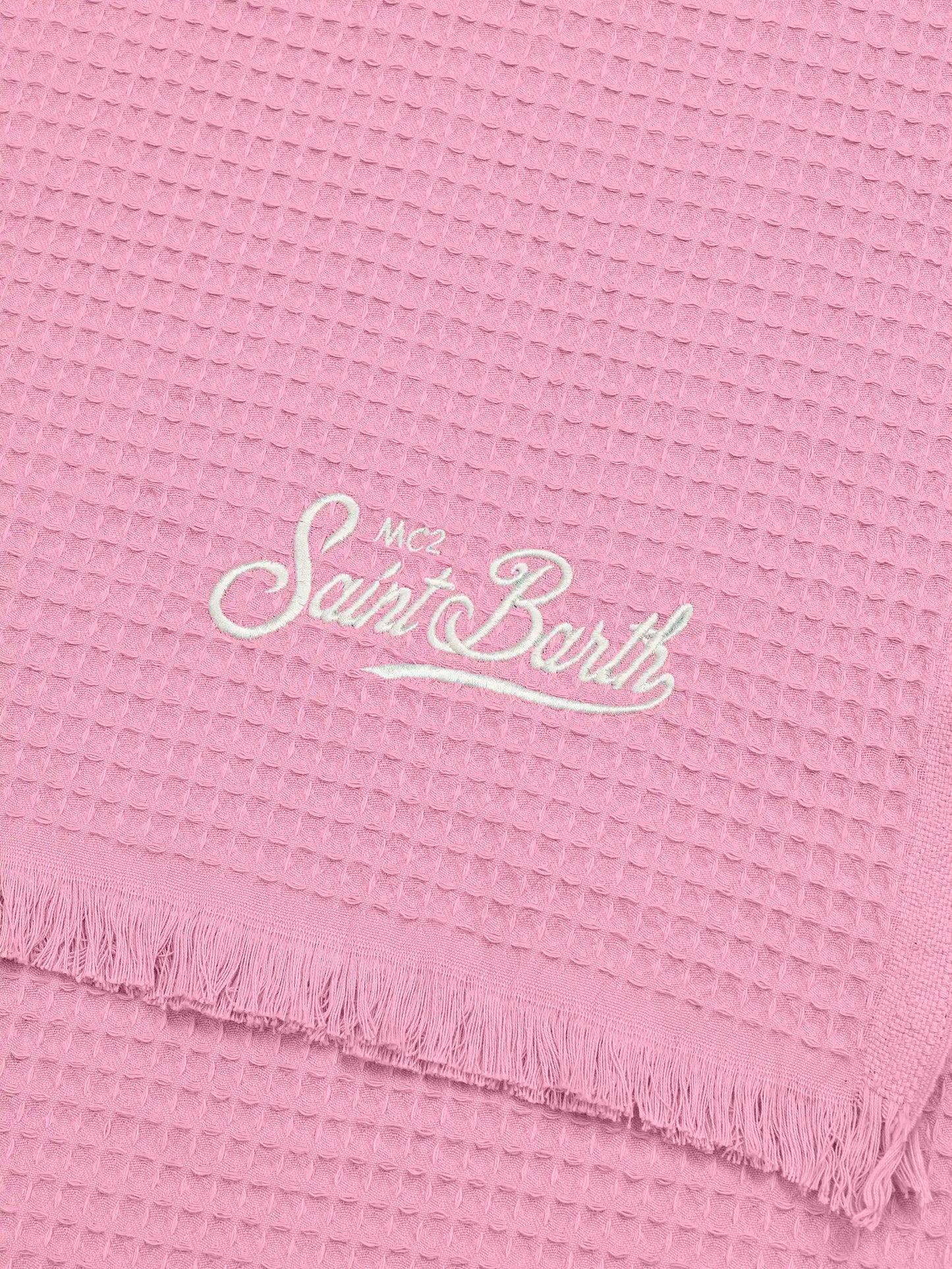 Pink honeycomb cotton FoutaSac beach towel