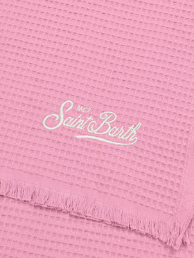 Pink honeycomb cotton FoutaSac beach towel