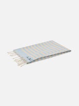 Cotton beach towel Fouta with light blue striped print