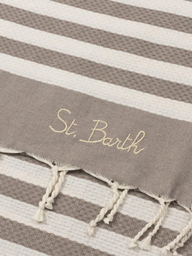 Baumwoll-Strandtuch Fouta mit braunem Streifendruck