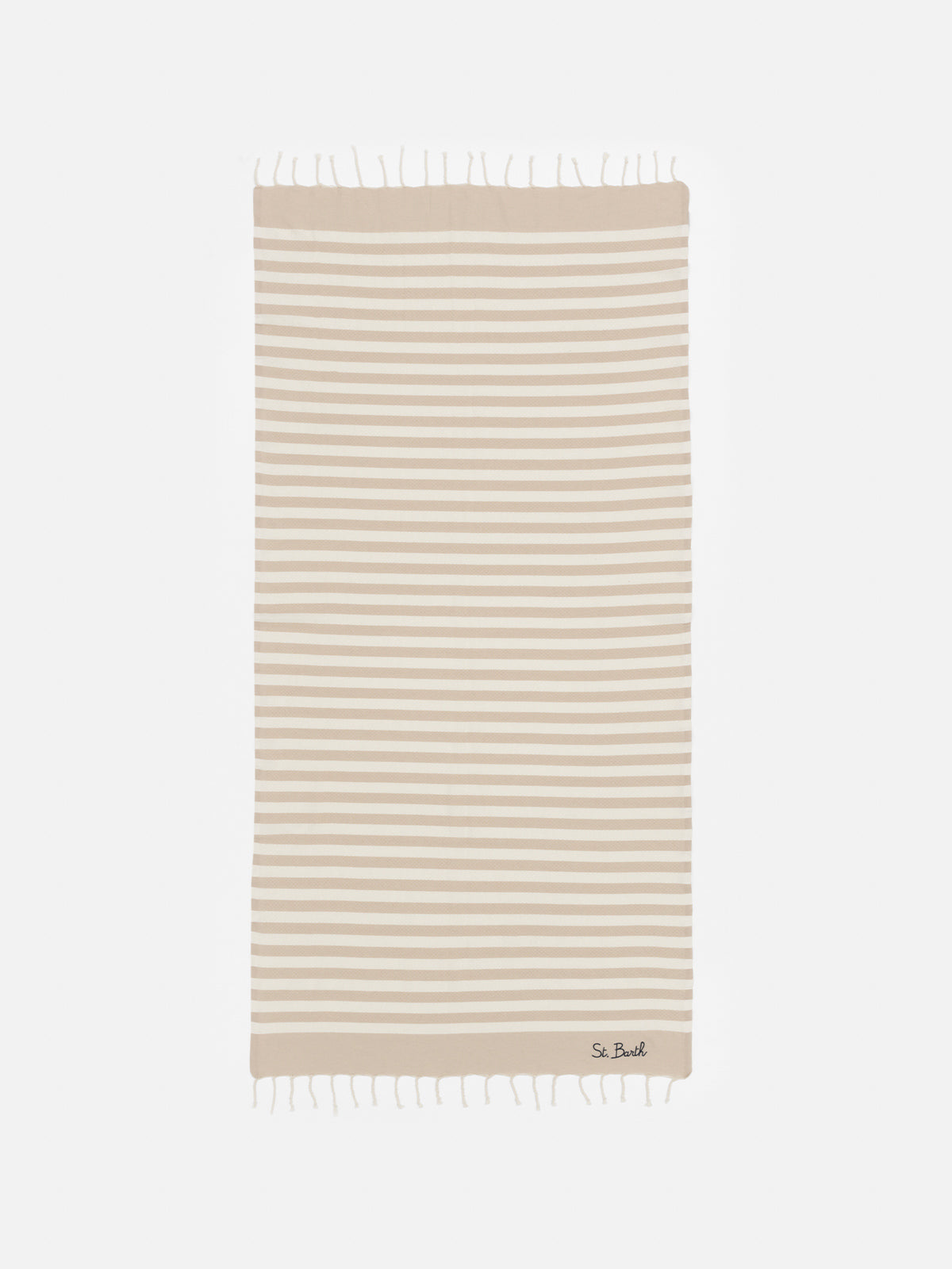 Cotton beach towel Fouta with beige striped print - MC2 Saint Barth