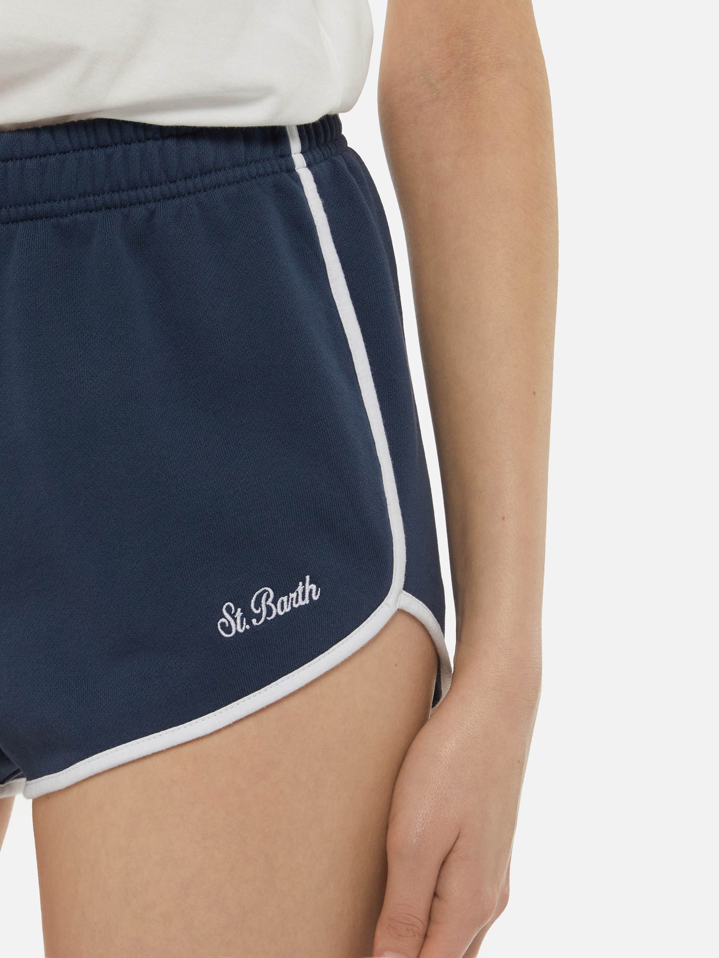 Light navy blue Francine cotton shorts with contrast trims