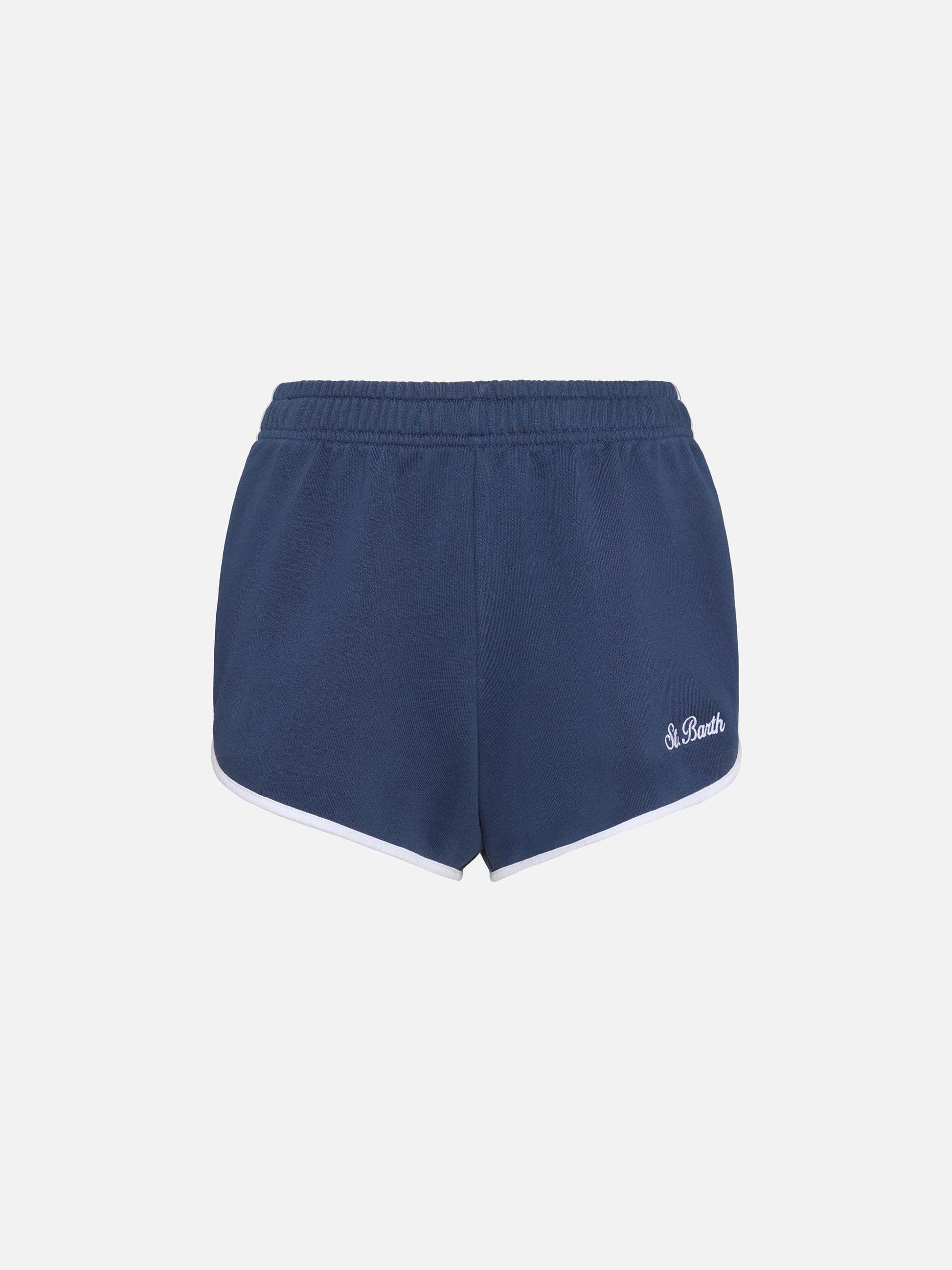 Light navy blue Francine cotton shorts with contrast trims