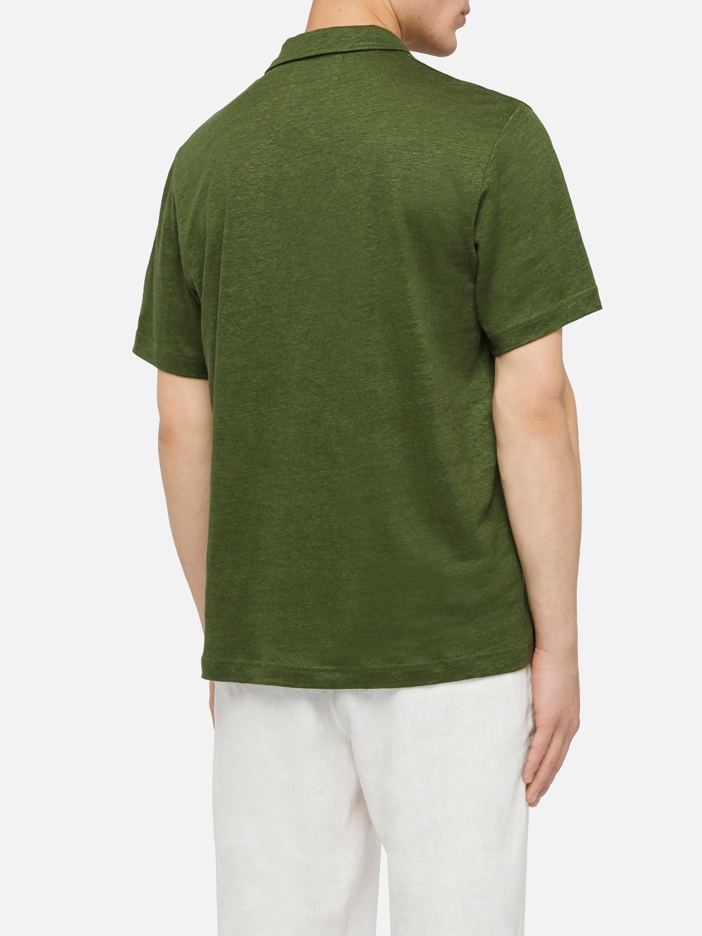 Militärgrünes Leinen-Poloshirt Fraser