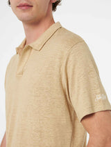 Polo da uomo in lino beige Fraser