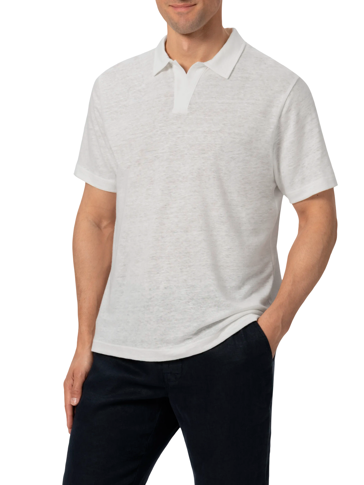 Weißes Leinen-Poloshirt Fraser