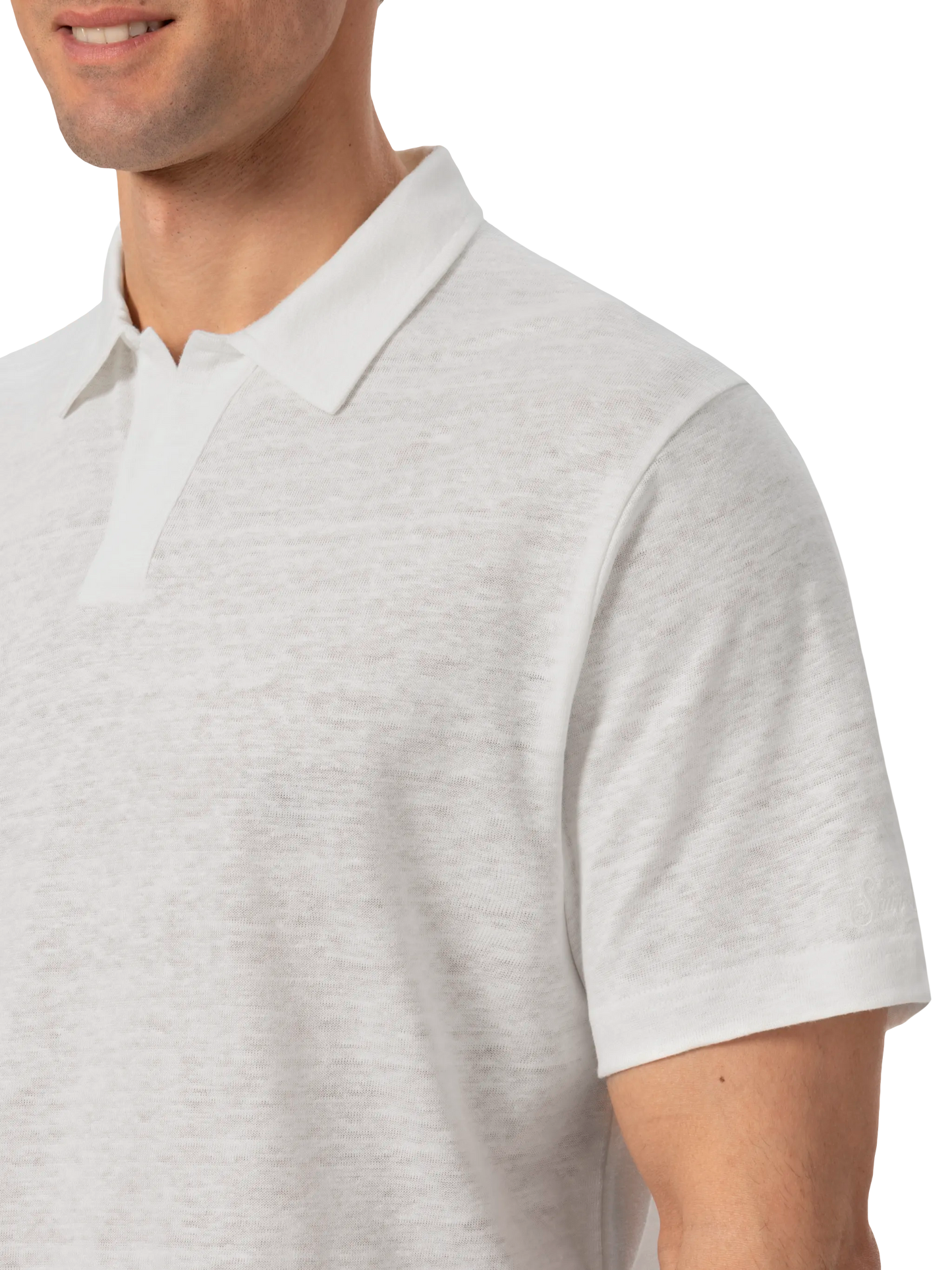 Weißes Leinen-Poloshirt Fraser