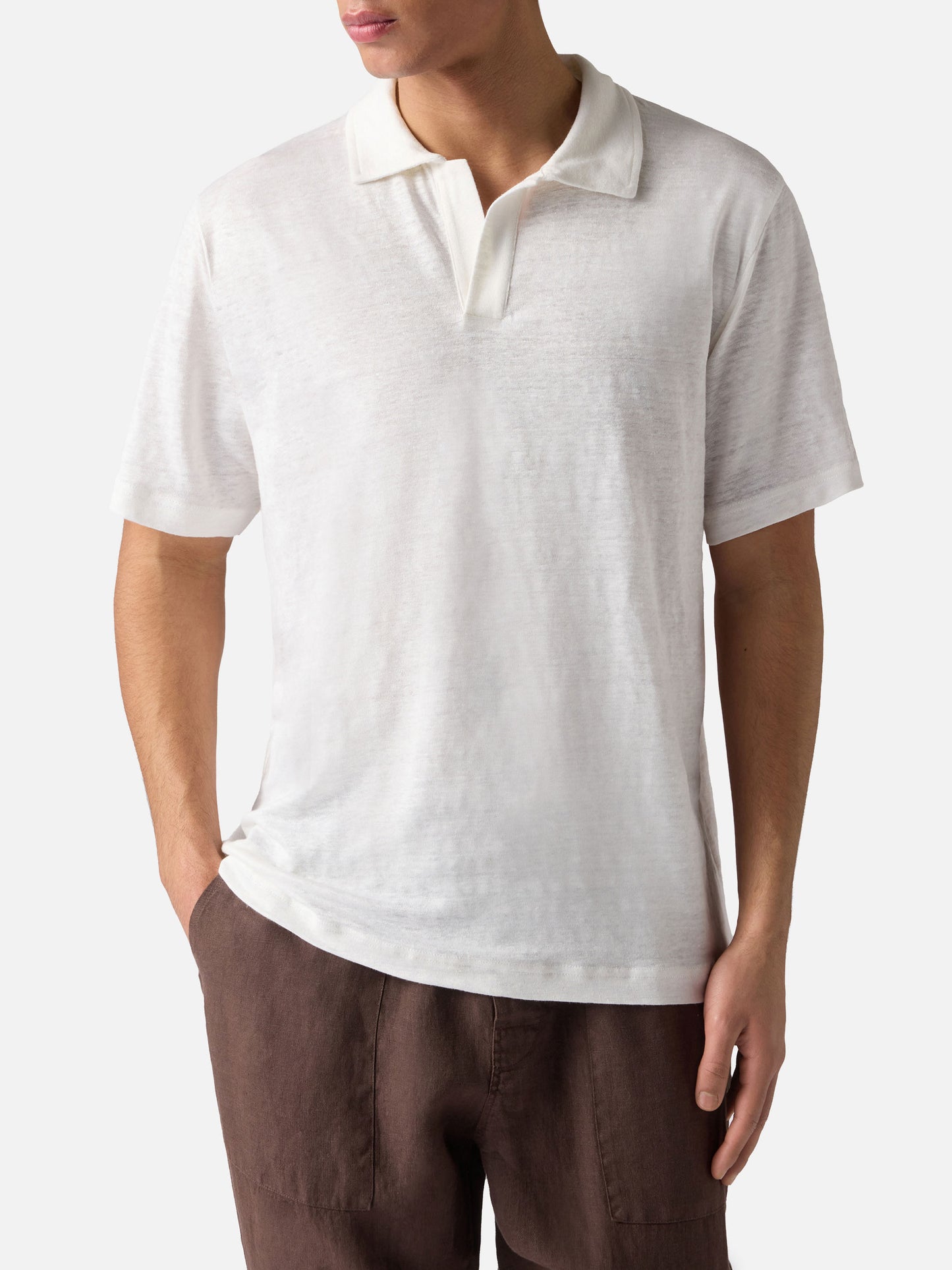 Polo Fraser in puro lino bianco